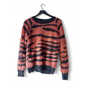 Doe & Rae Pink and Black Striped Sweater